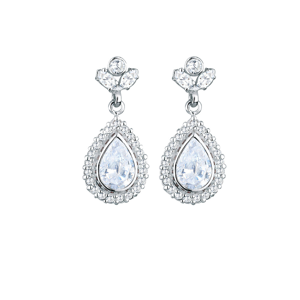 Elli Elli Boucles d'Oreilles Tige Cristaux de Zircone  Femme  (925/1000) Argent Boucles d'oreilles
