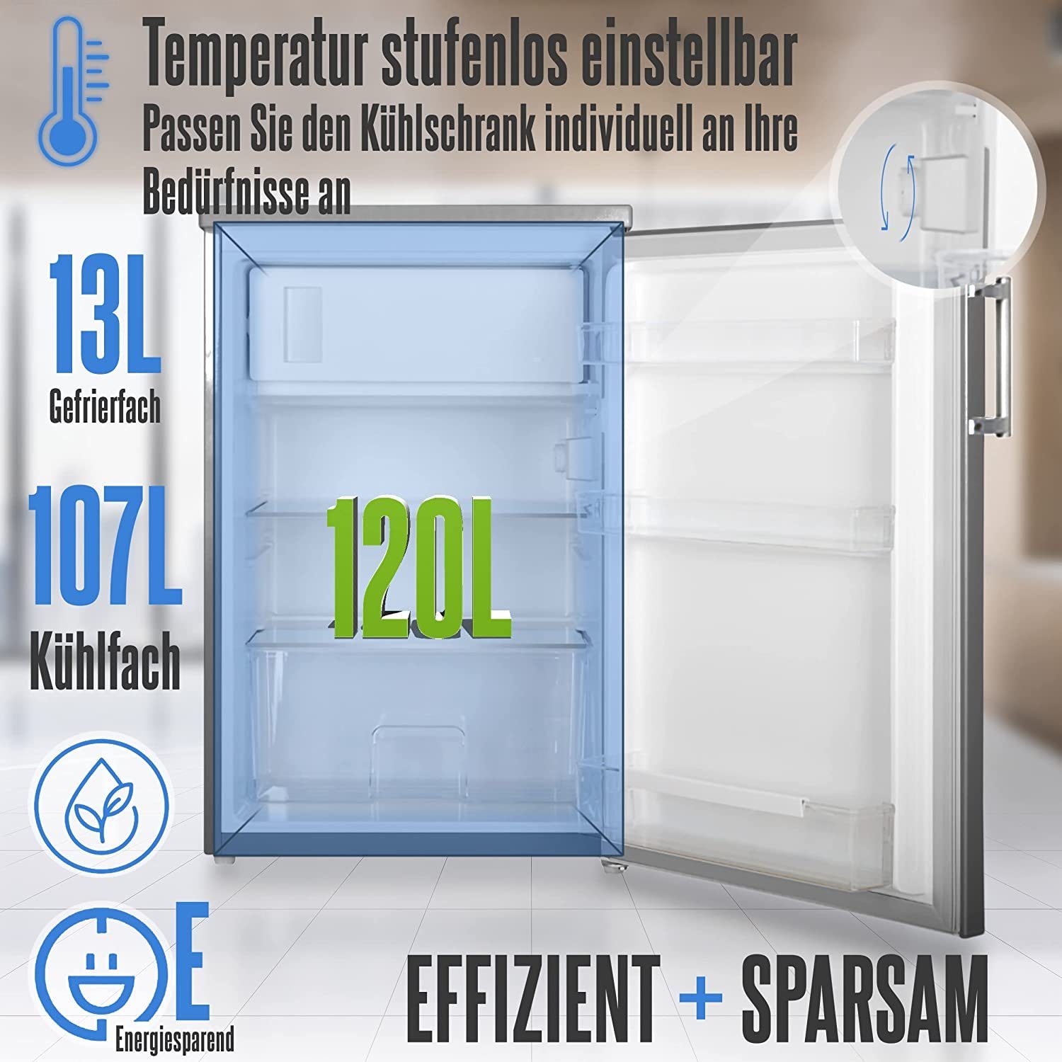 Heinrich´s Getränkekühlschrank Fridge, Minibar HKS 4190, 84.5 cm hoch, 56 cm breit, 20L klein kompakt leise: 40db mit Gefrierfach