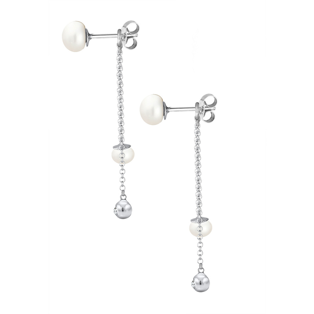 Elli Elli Boucles d'Oreilles Femmes Pendentif d'oreilles Elegant avec Perles d'eau dou Boucles d'oreilles