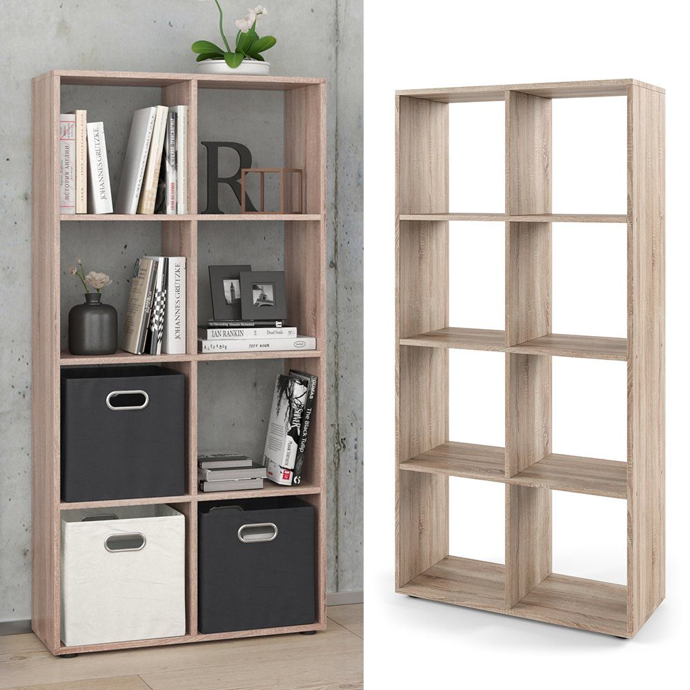 Vicco Raumteiler Bücherregal Standregal SCUTUM 8 Fächer Braun