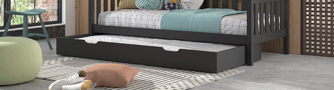 VIPACK Bettschublade für Hausbett Serie Dallas Fa. Vipack, 90 x 190 cm, Ausf. Kiefer anthrazit