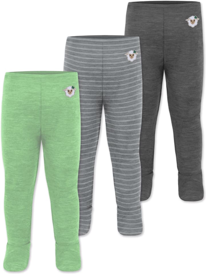 Normani Outdoor Sports 3er Pack Baby Merino Unterhose mit Füßen in Anthrazit/Grau/Grün günstig kaufen