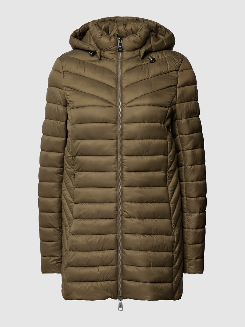 Steppjacke mit Reißverschlusstaschen in olivgrün