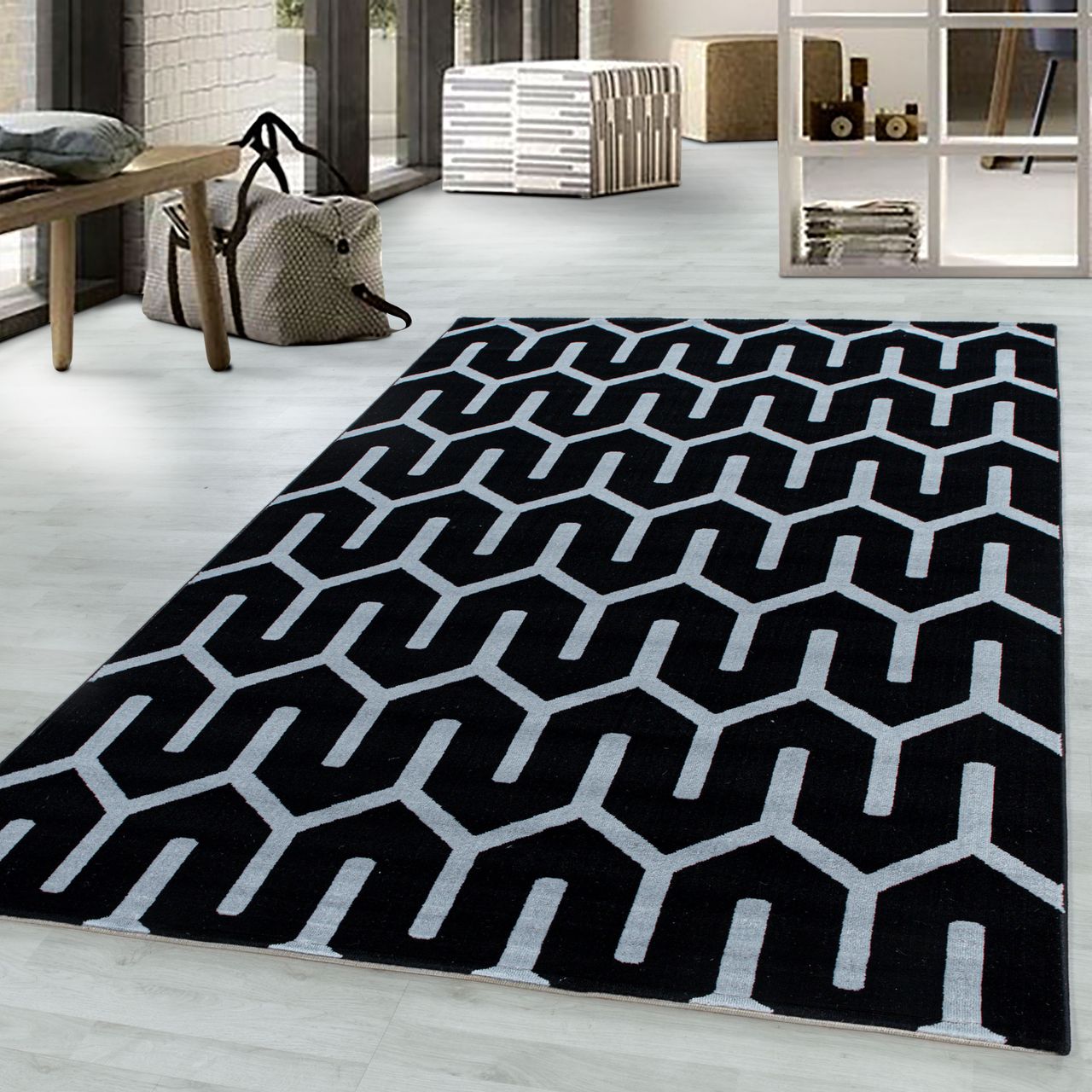 Ayyildiz Teppich, COSTA 3524, BLACK, 140 x 200 cm