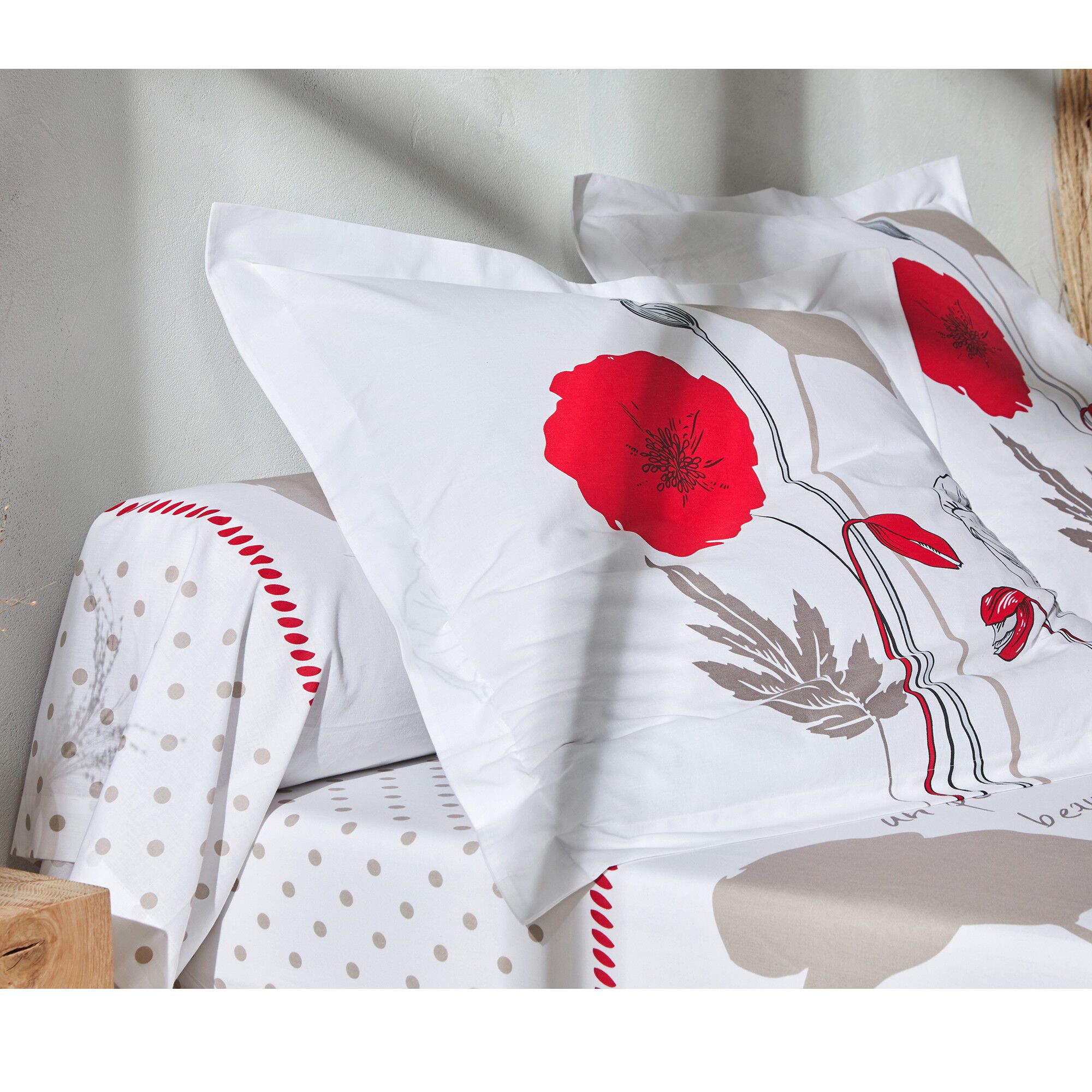 Linge de lit Coquely en coton à motifs coquelicot