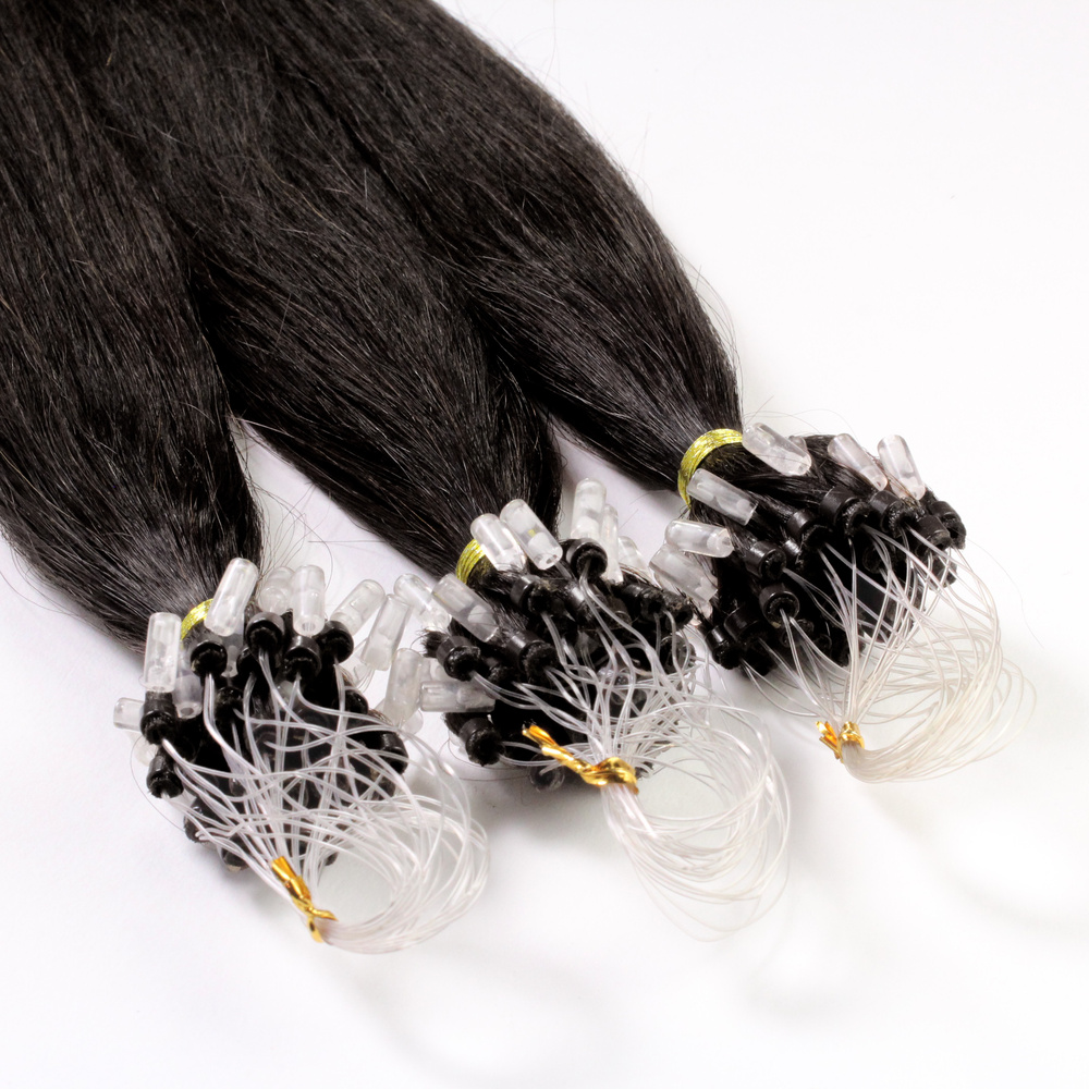 hair2heart Extensions à froid cheveux naturels #1b Noir naturel 1g extensions