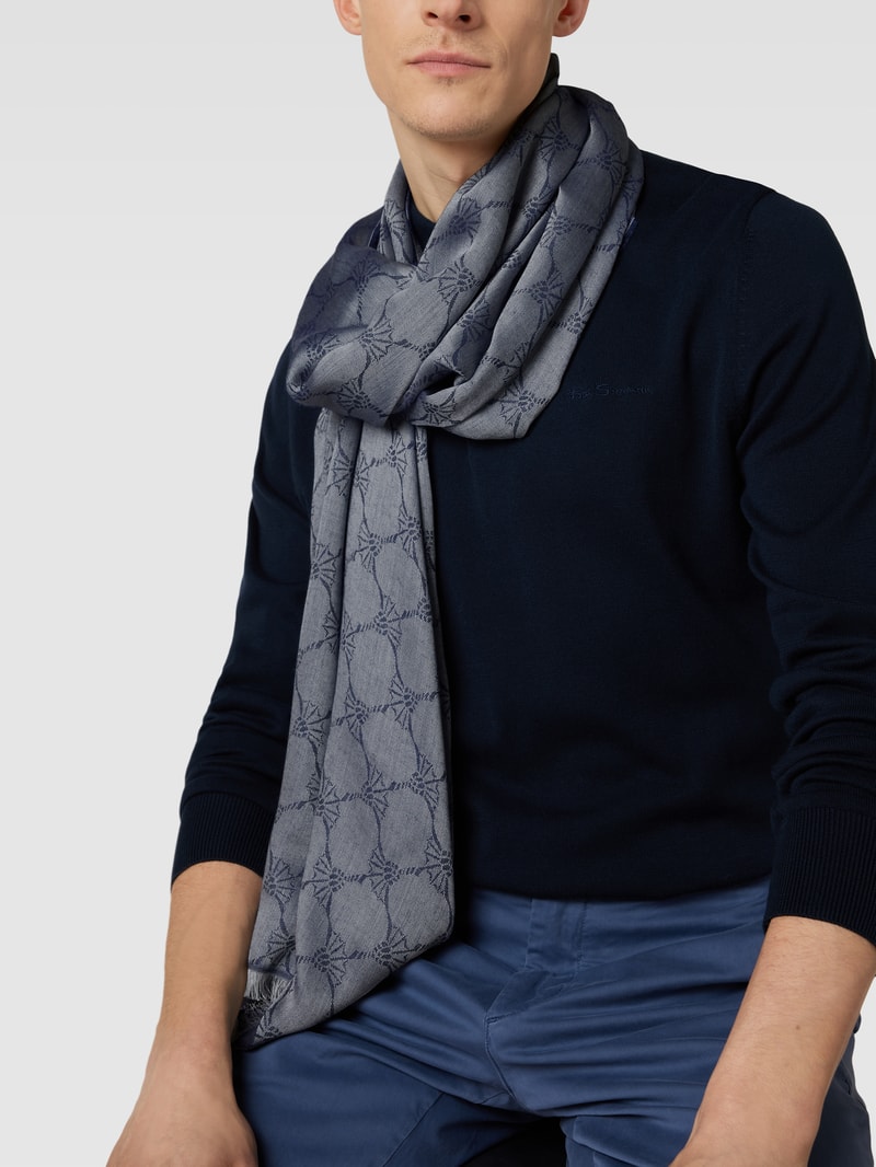 Schal mit Allover-Muster in marineblau