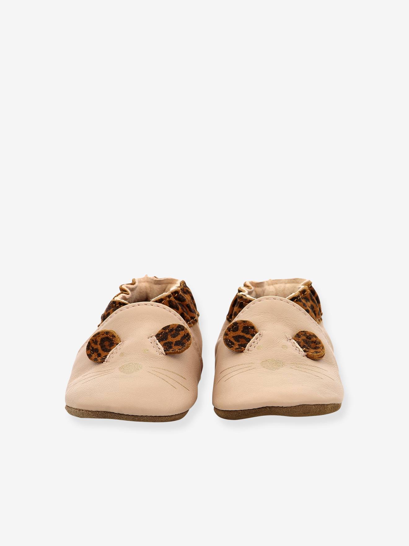 Chaussons cuir souple bébé Leo Mouse 874641-10 ROBEEZ© rose