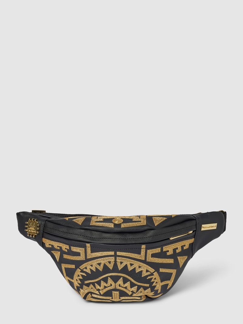 Bauchtasche mit Allover-Muster Modell 'TRIBAL GOLD SAVVY' in schwarz