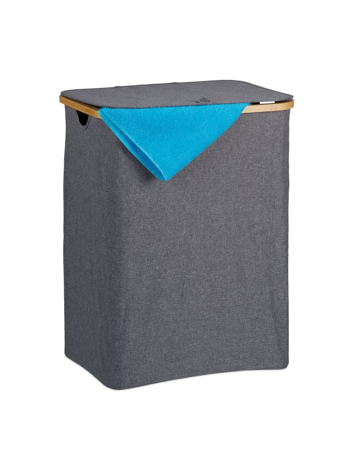 relaxdays Wäschekorb in Grau/ Natur - 130 l günstig kaufen onesize