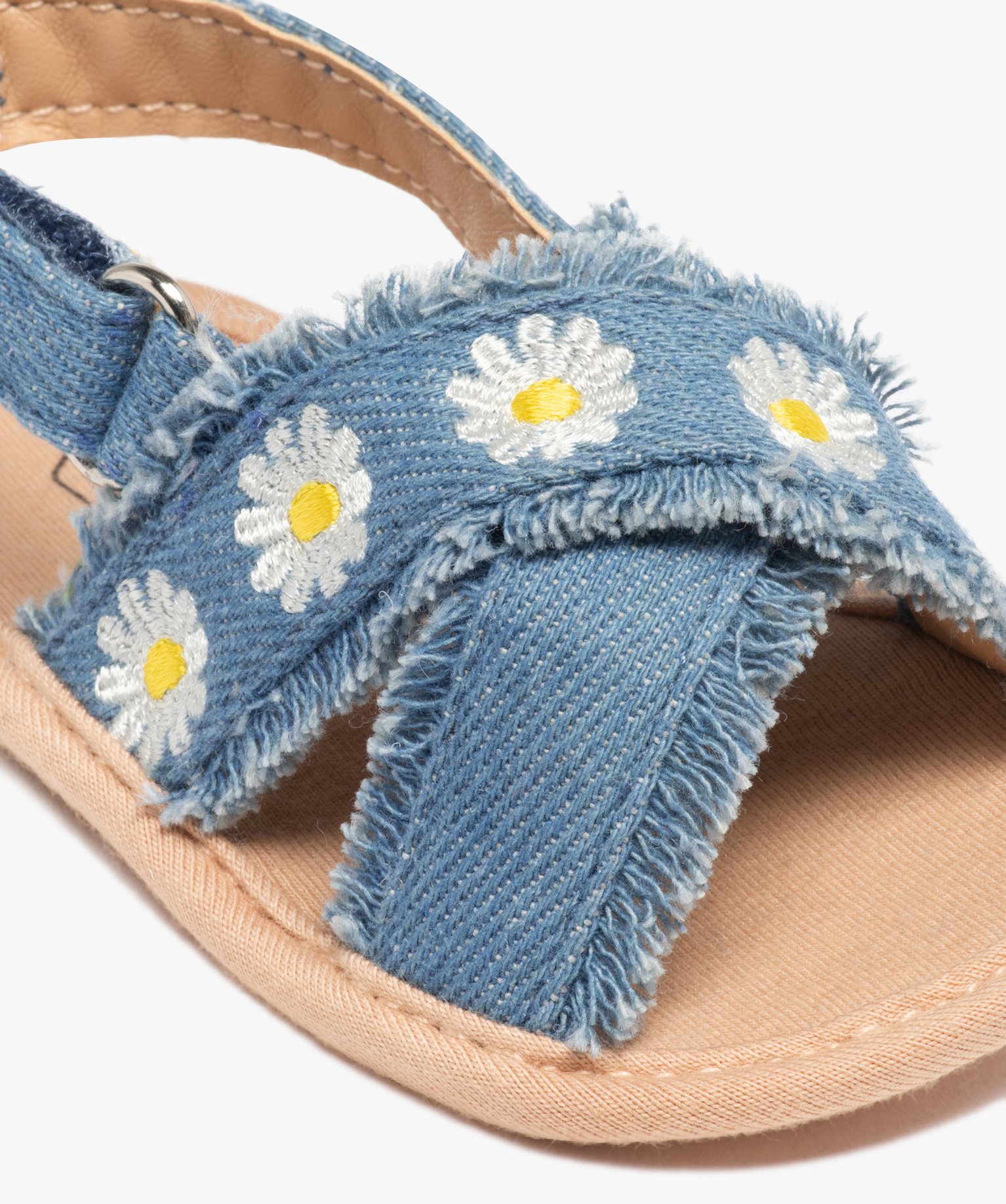 Chaussons de naissance bébé fille sandales en denim denim | GEMO