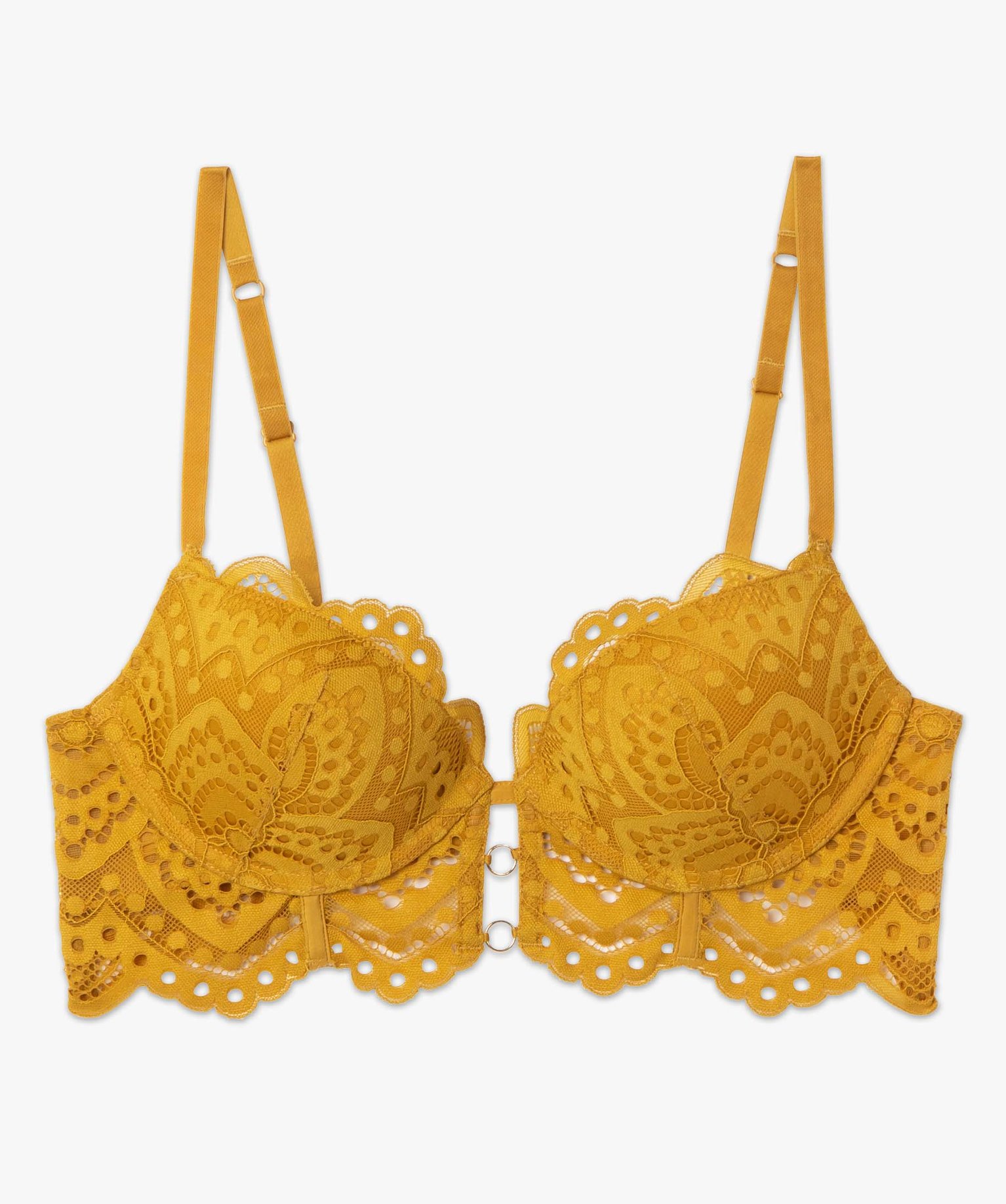Soutien-gorge push-up en dentelle avec armatures jaune | GEMO