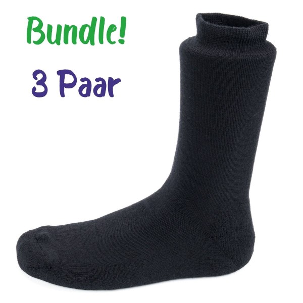 Steven ~ Strümpfe Merinowolle 3er Set ~ Black