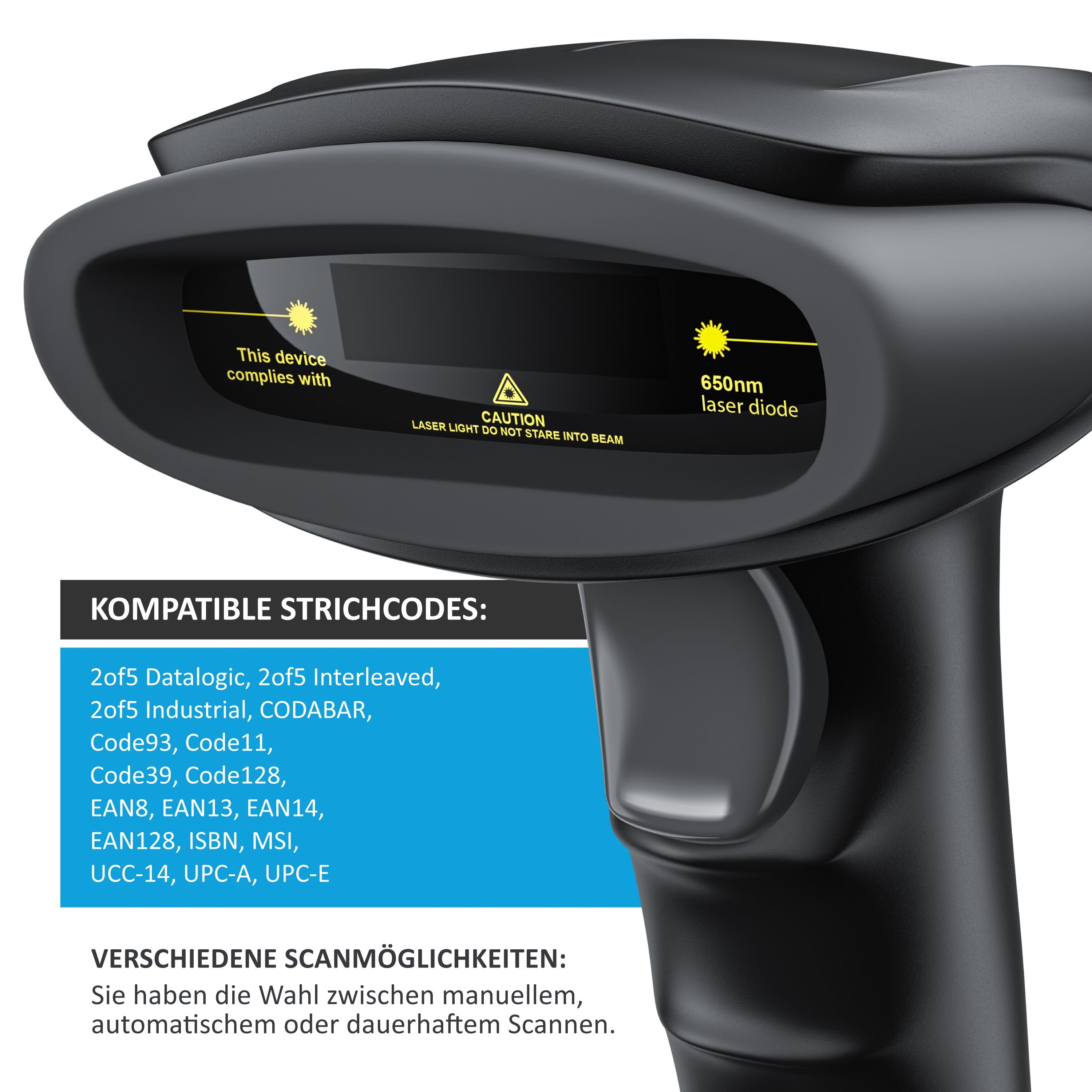 Aplic Handscanner, (Bluetooth Laser Barcodescanner, Wireless Handheld Scanner, IP54)