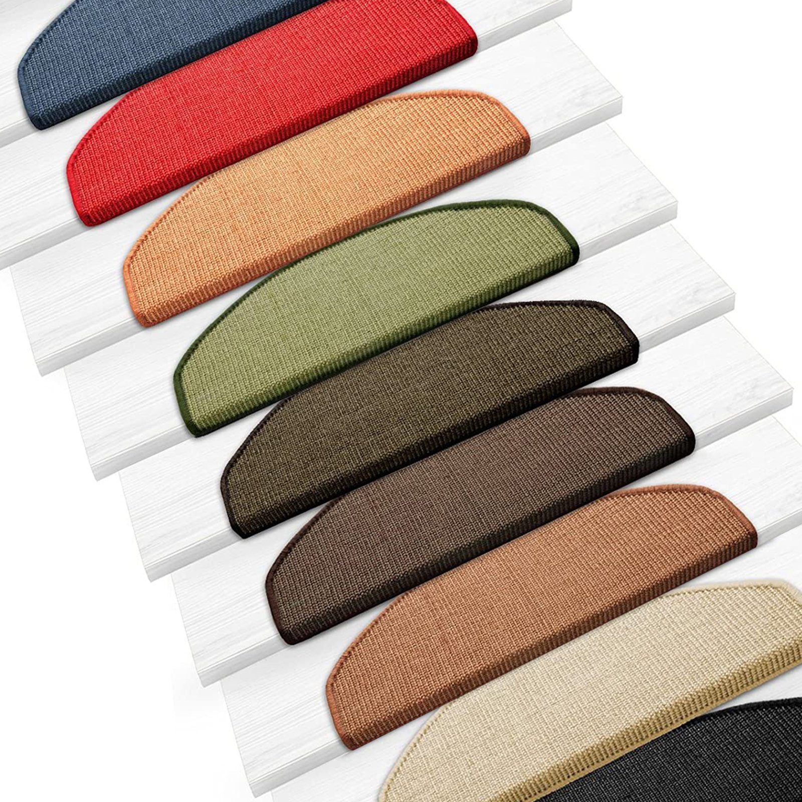 Stufenmatte Sisal Premium Natur, Stufenschutz, Treppenschutz, 2 Varianten, Karat, Halbrund, Höhe: 8 mm