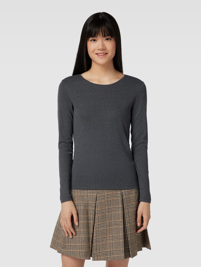 Longsleeve mit Rundhalsausschnitt in anthrazit meliert