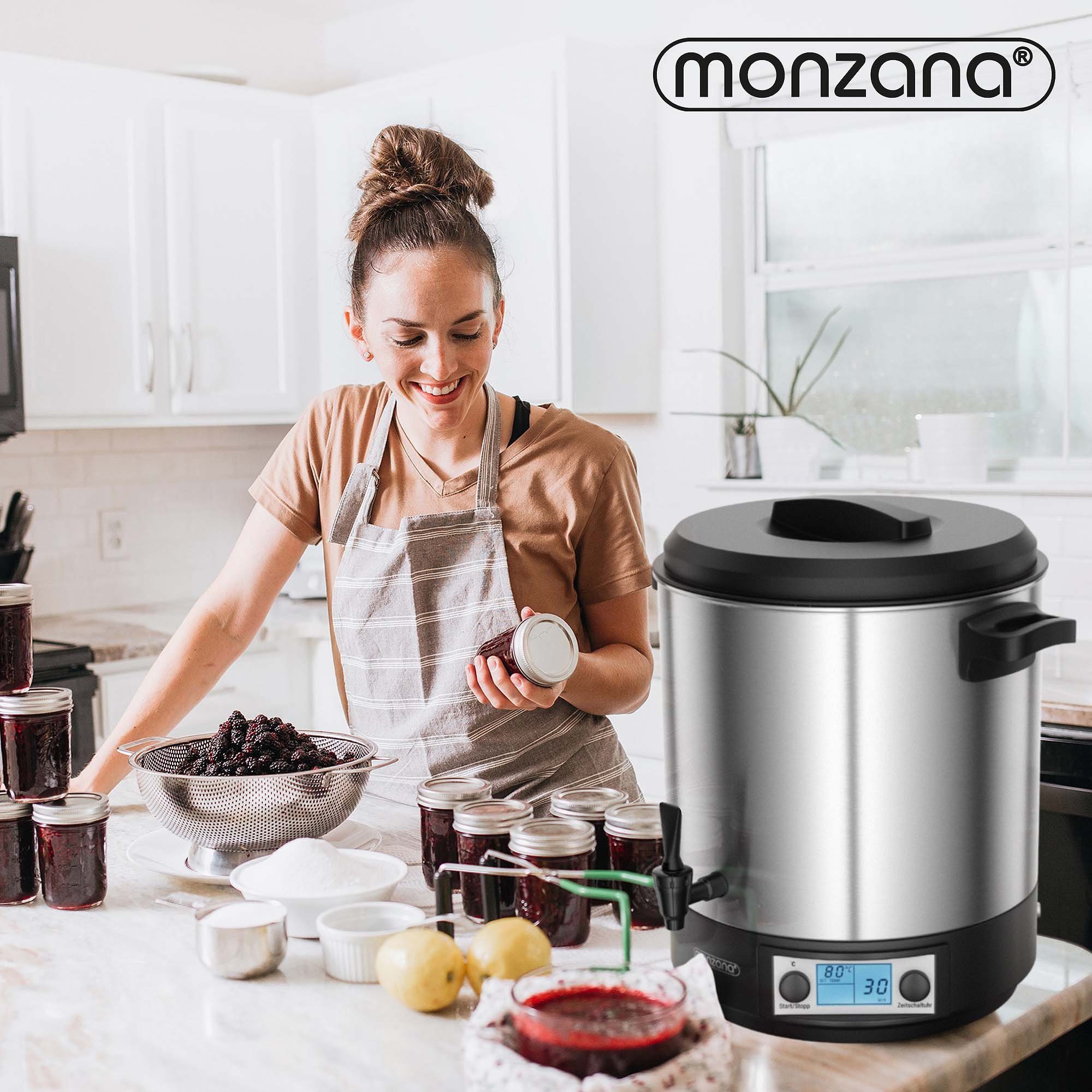 monzana Einkoch- und Glühweinautomat, 1800 W, 28 L Glühweinkocher LCD Display Einkochtopf mit Timer