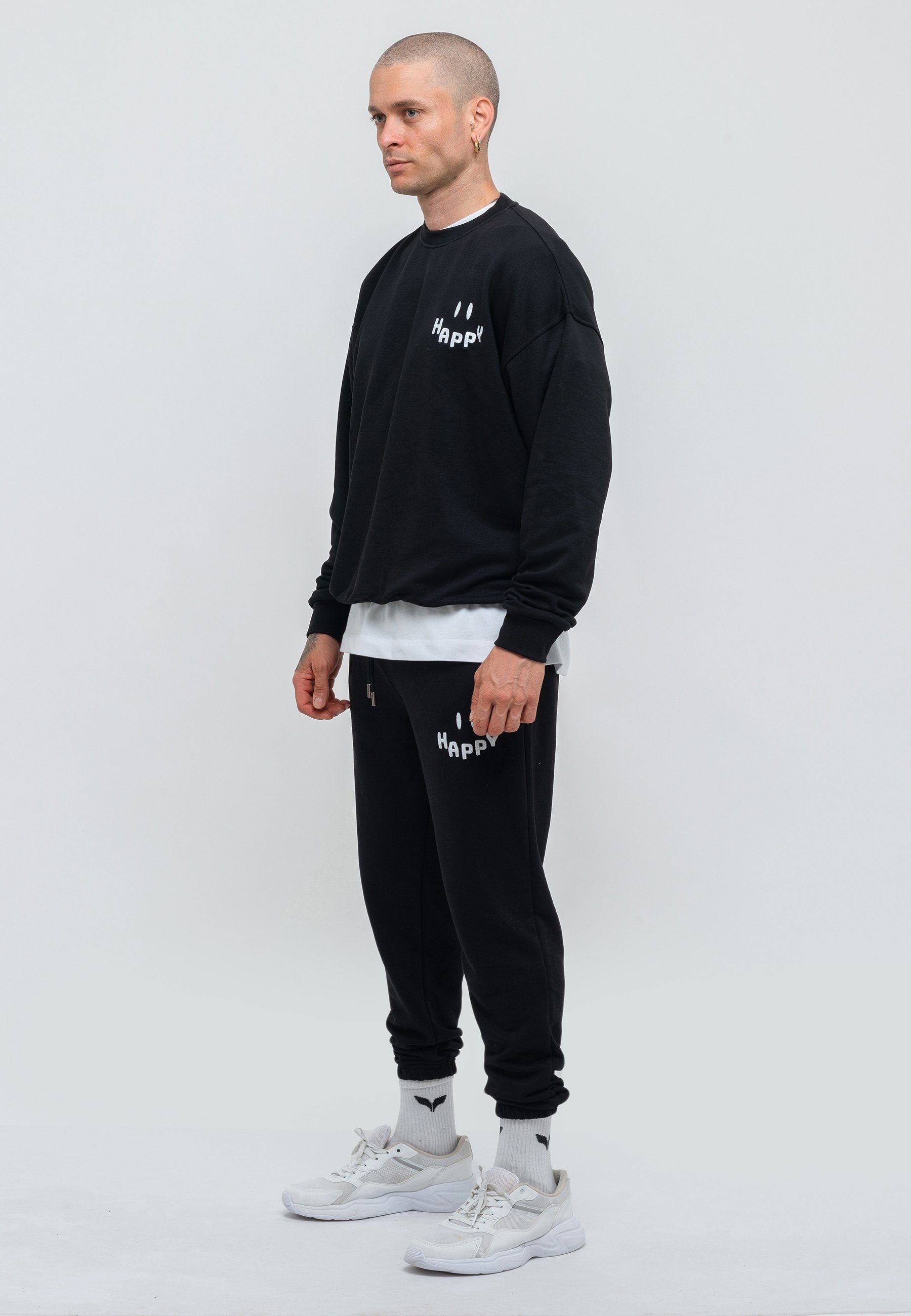 Tom Barron Freizeitanzug Mens Oversize Happy Print Sport Sweatshirt, mit sportivem Design