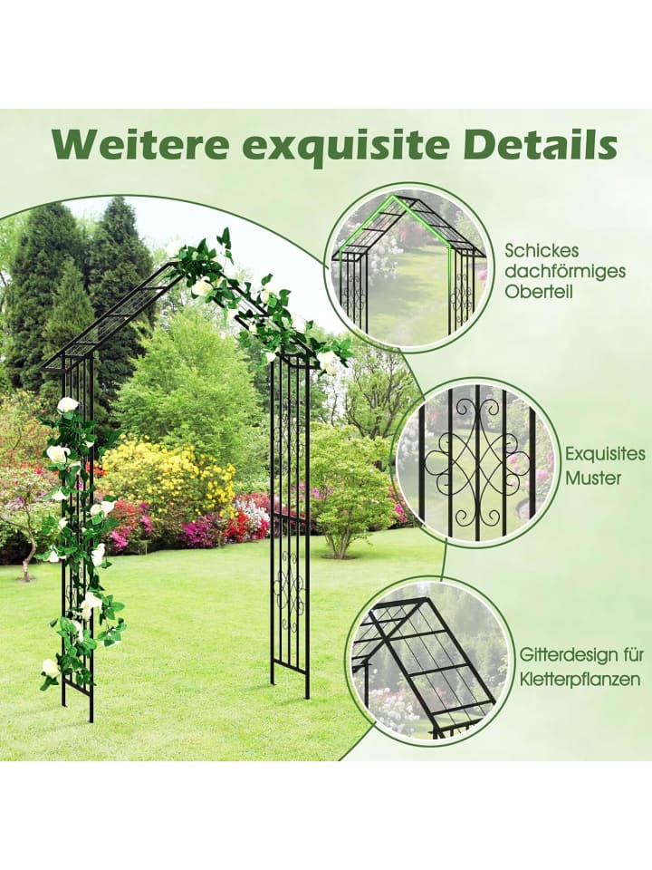 COSTWAY Rosenbogen Metall 140x40x223cm in Schwarz günstig kaufen onesize