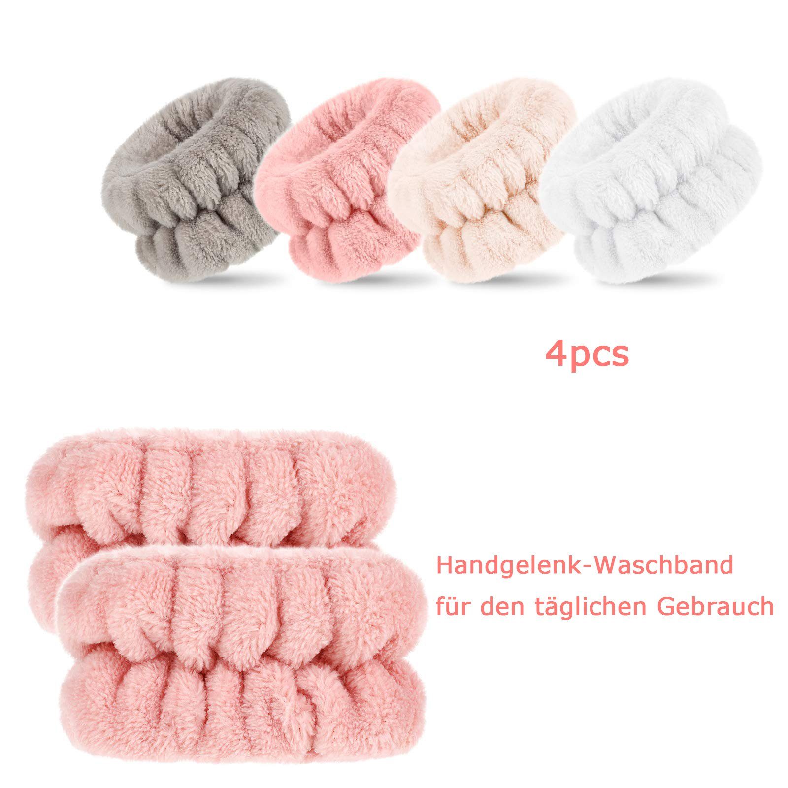 FeelGlad Schweißband 4 Paare Schweißband Handgelenk,Spa Headband, Weich
