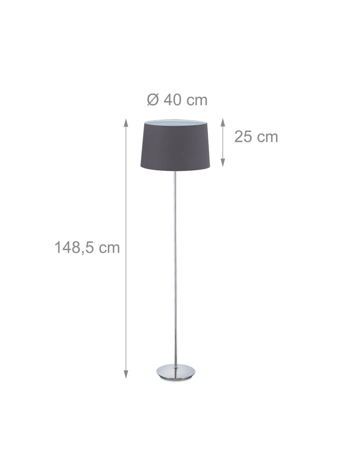 relaxdays Stehlampe in Grau - (H)148,5 x Ø40 cm günstig kaufen onesize