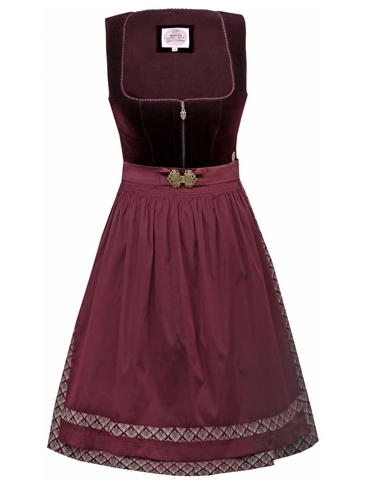 MarJo Midi Dirndl AMORBACH in dunkelrot günstig kaufen