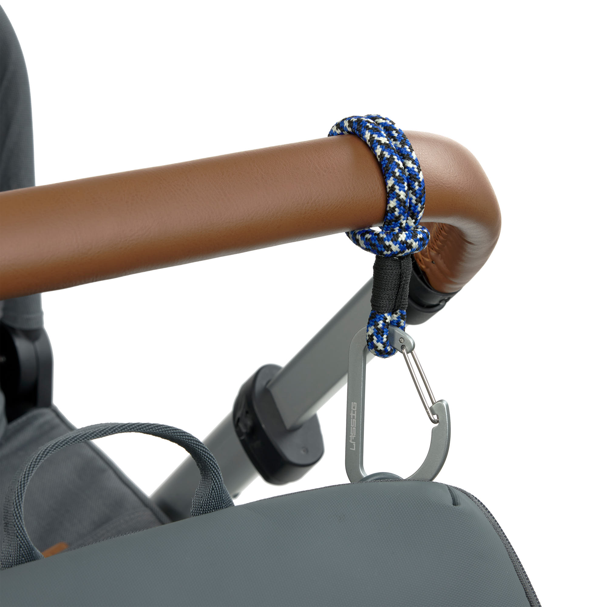 Kinderwagenhaken 2er Set - Karabiner, Schwarz Blau