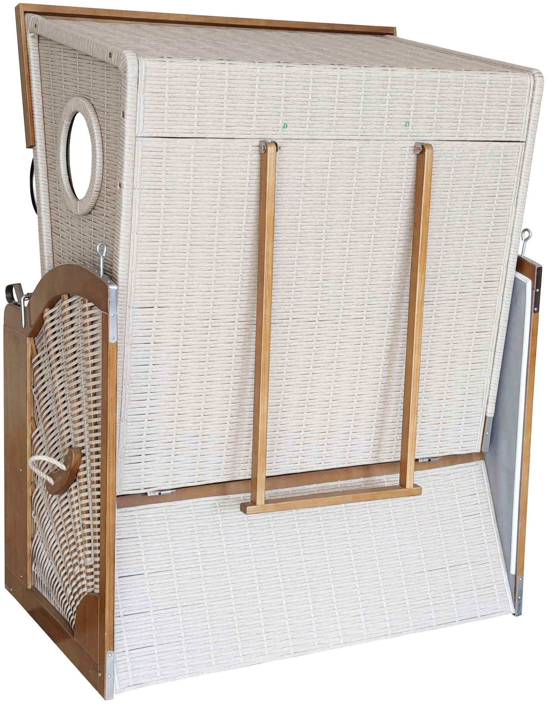 KONIFERA Strandkorb Usedom, BxTxH: 120x72x163 cm, Halblieger, mit Bullauge