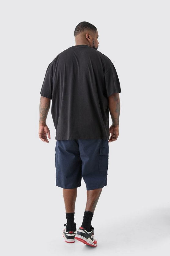 Plus lockere Cargo-Shorts mit elastischem Bund