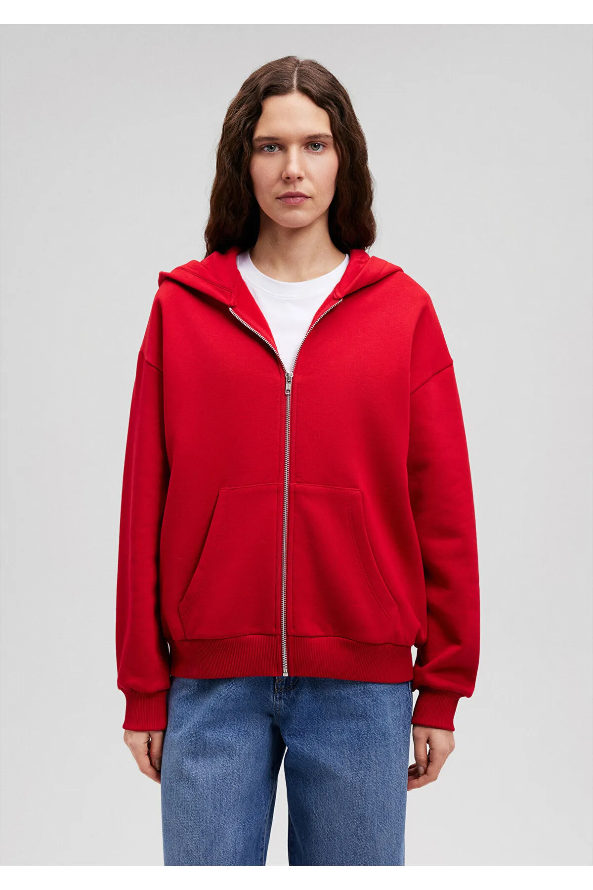 Mavi  Rotes Basic-Sweatshirt mit Kapuze und Reißverschluss 1611775-82054