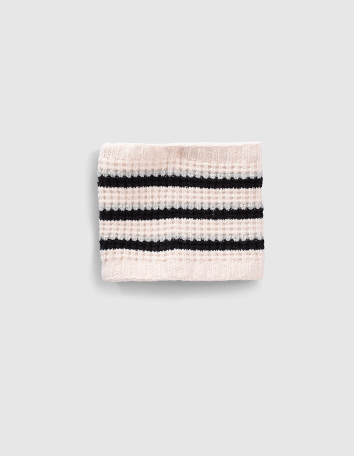 Snood écru tricot lurex à rayures fille