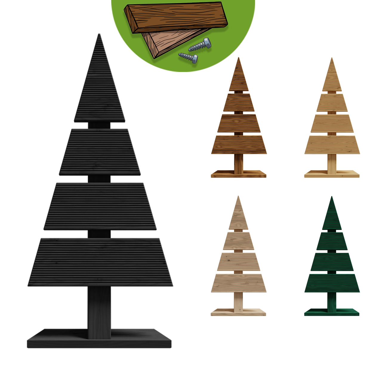 Pemicont Floranica Holz-Weihnachtsbaum DIY Dekobaum Tanne 60x27cm Weihnachtsdekoration Anthrazit