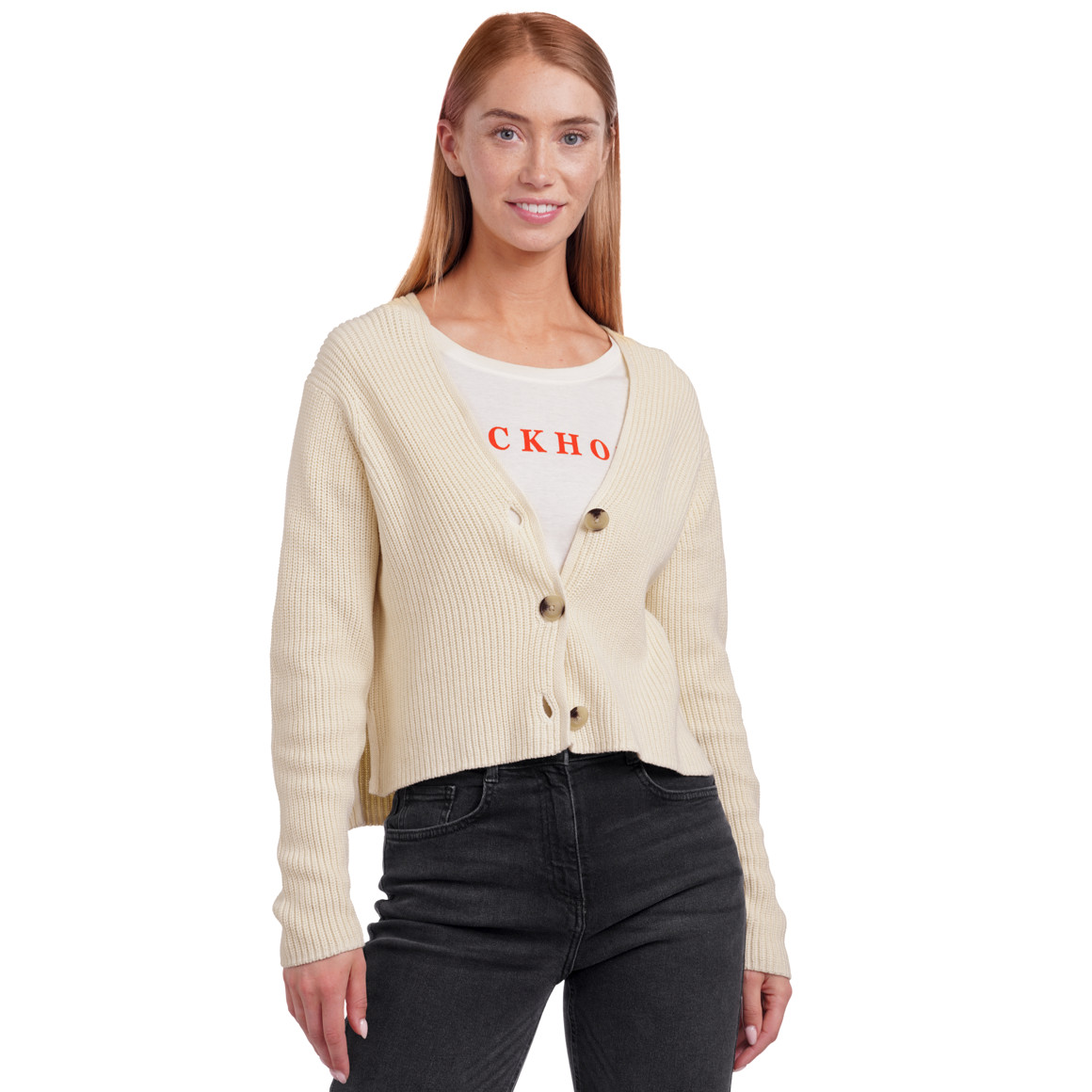Damen Strickjacke aus Rippstrick