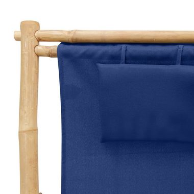 vidaXL Gartenstuhl Liegestuhl Bambus und Canvas Marineblau (1 St)