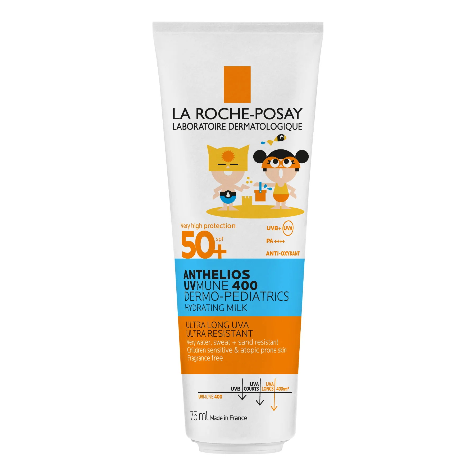 Anthelios UVMune 400 Dermo-Pediatrics Lapte Hidratant pentru Copii SPF50+ - Cremă de protecție solară pentru copii, Cremă de protecție solară pentru corp cu protecție ridicată, Cremă de protecție solară pentru față cu protecție ridicată, Produse pentru co