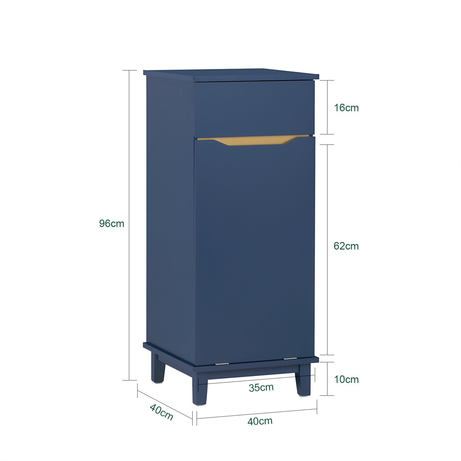 SoBuy Wäscheschrank BZR114 mit ausklappbarem Wäschesack Wäschesammler Wäschekorb Badschrank Blau