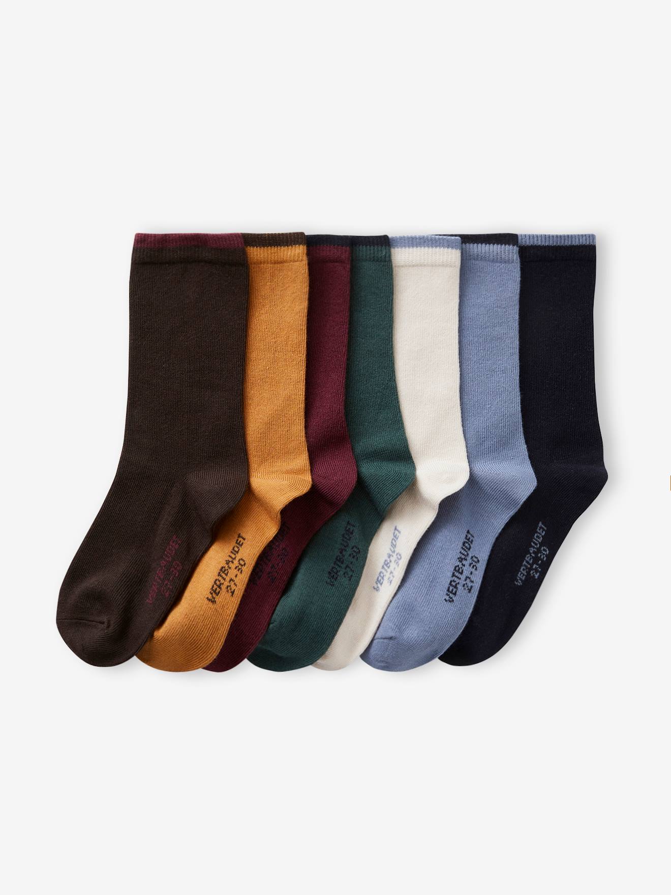 Vertbaudet 7er-Pack Jungen Socken, zweifarbig BASIC Oeko-Tex - schokolade