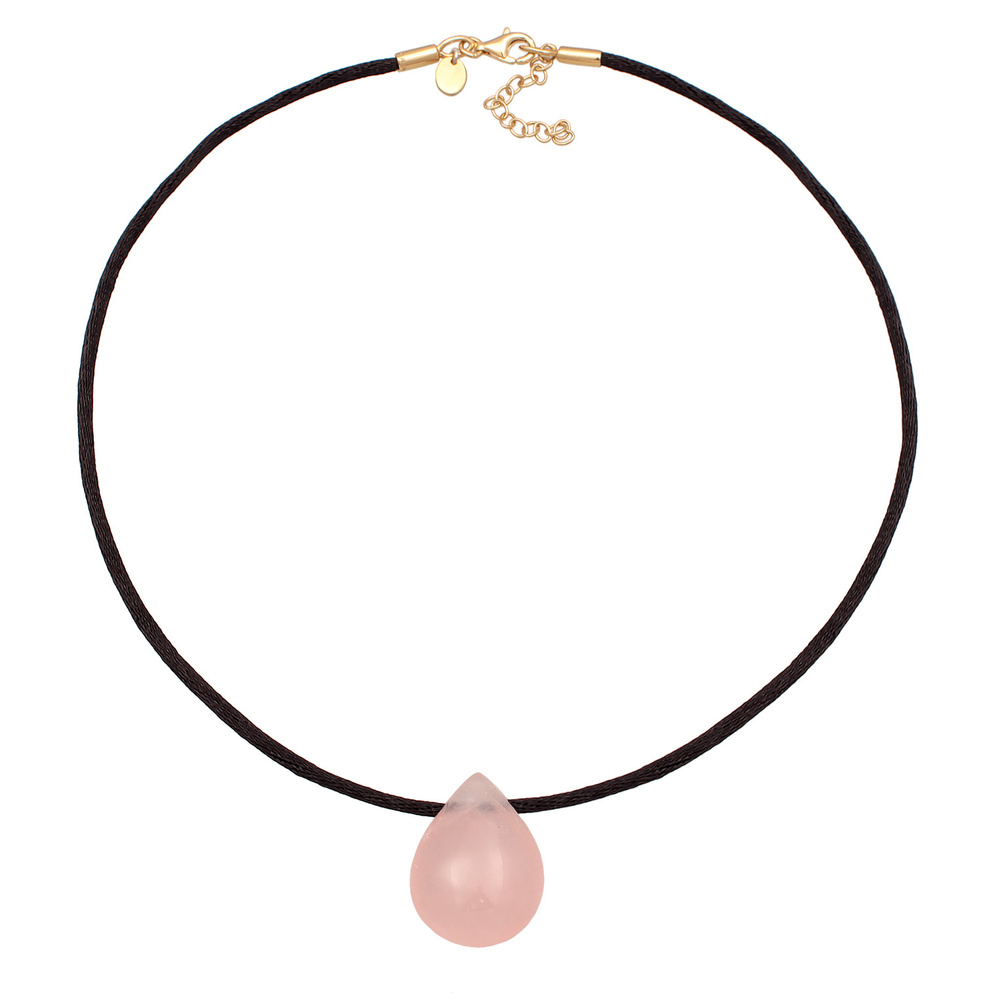 Elli PREMIUM Elli PREMIUM Collier Femmes Choker Goutte Pendentif Satin avec Quartz Rose en arg collier