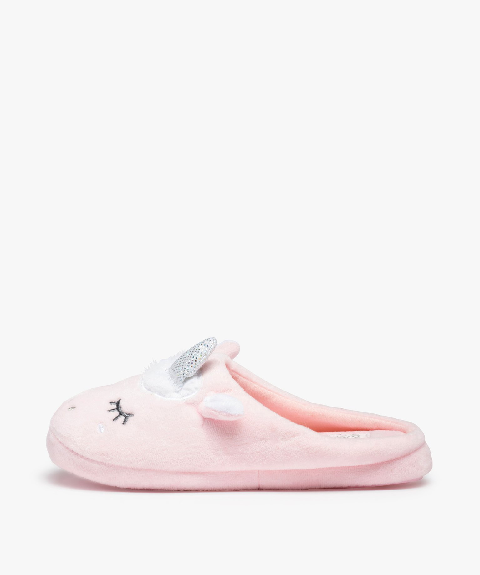 Chaussons fille mules en forme de licorne détails pailletés rose | GEMO