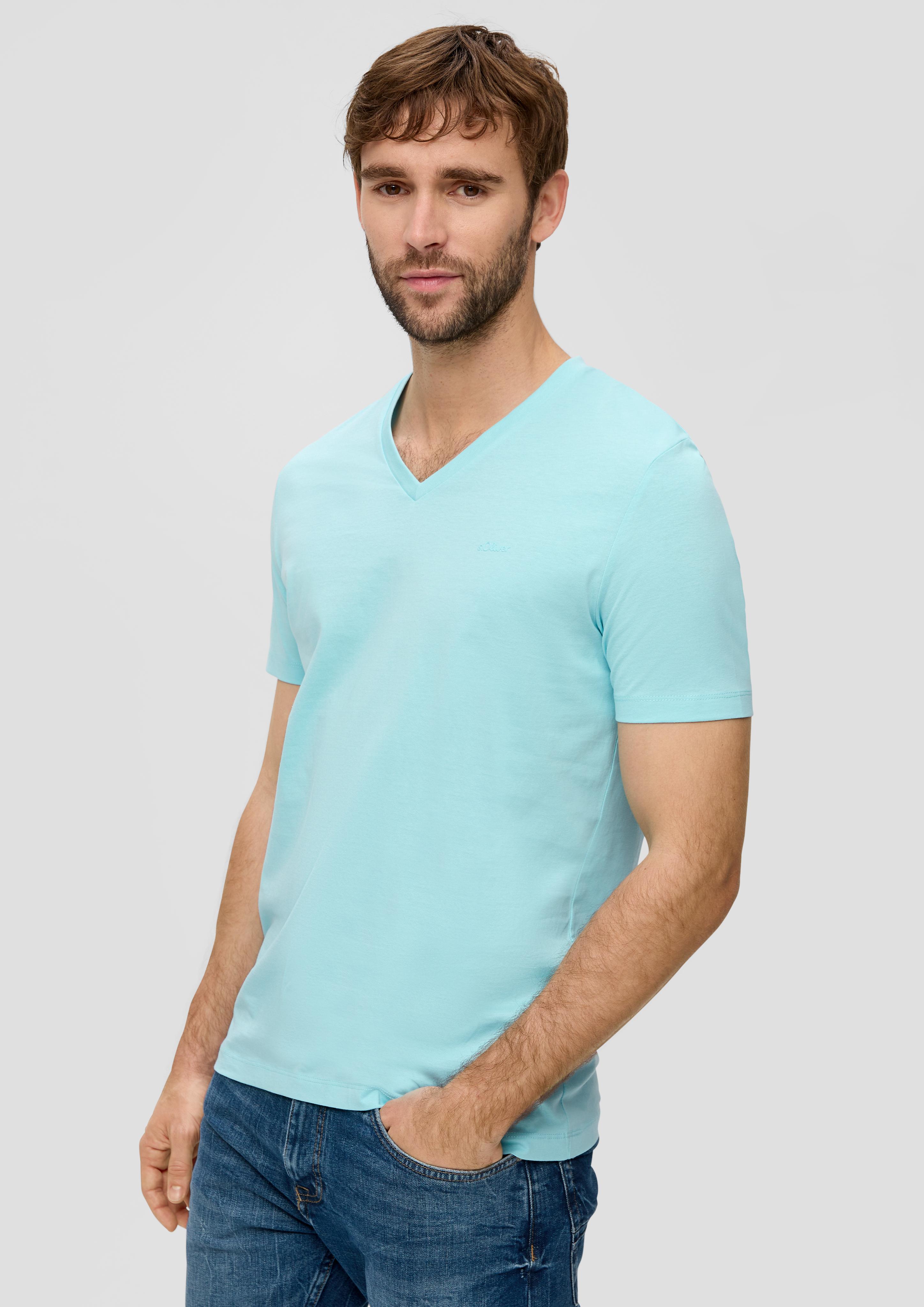 Baumwollshirt mit V-Ausschnitt  2143913-6040