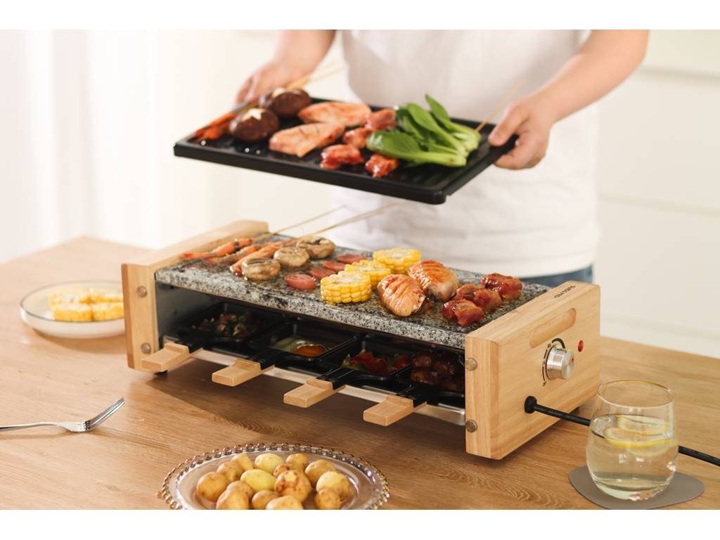 SWISS PRO+ Raclette Swiss Pro Raclette Grill bis zu 8 Personen, 1200W Antihaftbeschichtung
