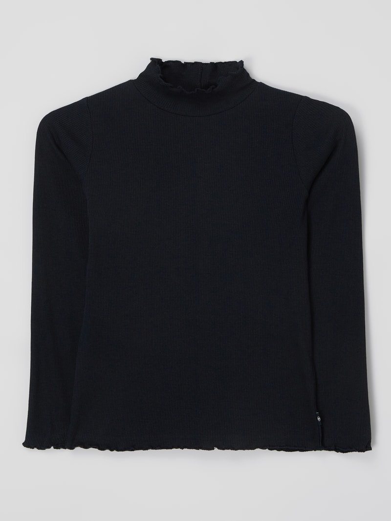 Longsleeve mit Stehkragen in marineblau