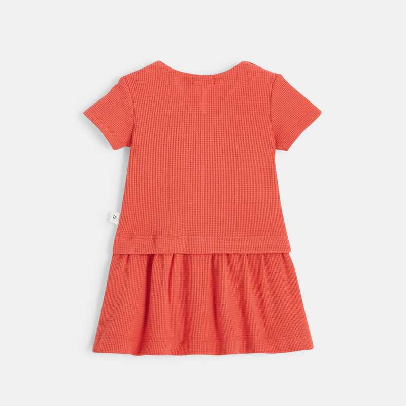 Robe manches courtes bébé fille nid d'abeille orange Absorba