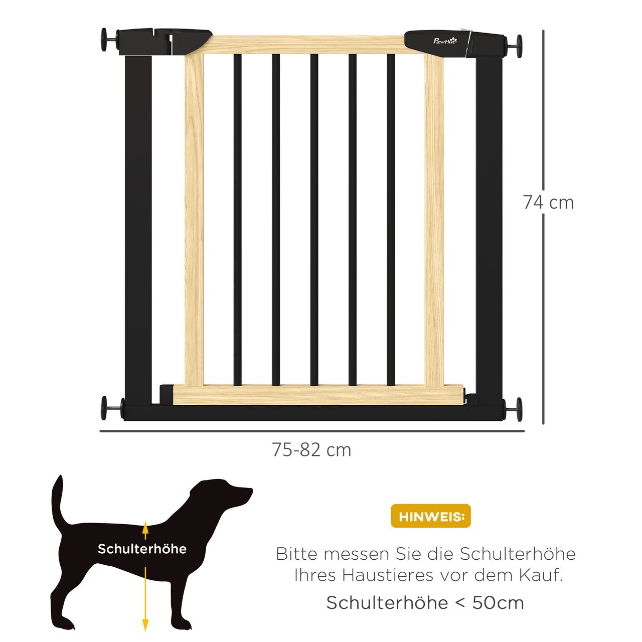 PawHut Hunde Treppenschutzgitter, Türschutzgitter, Absperrgitter, Kiefernholz