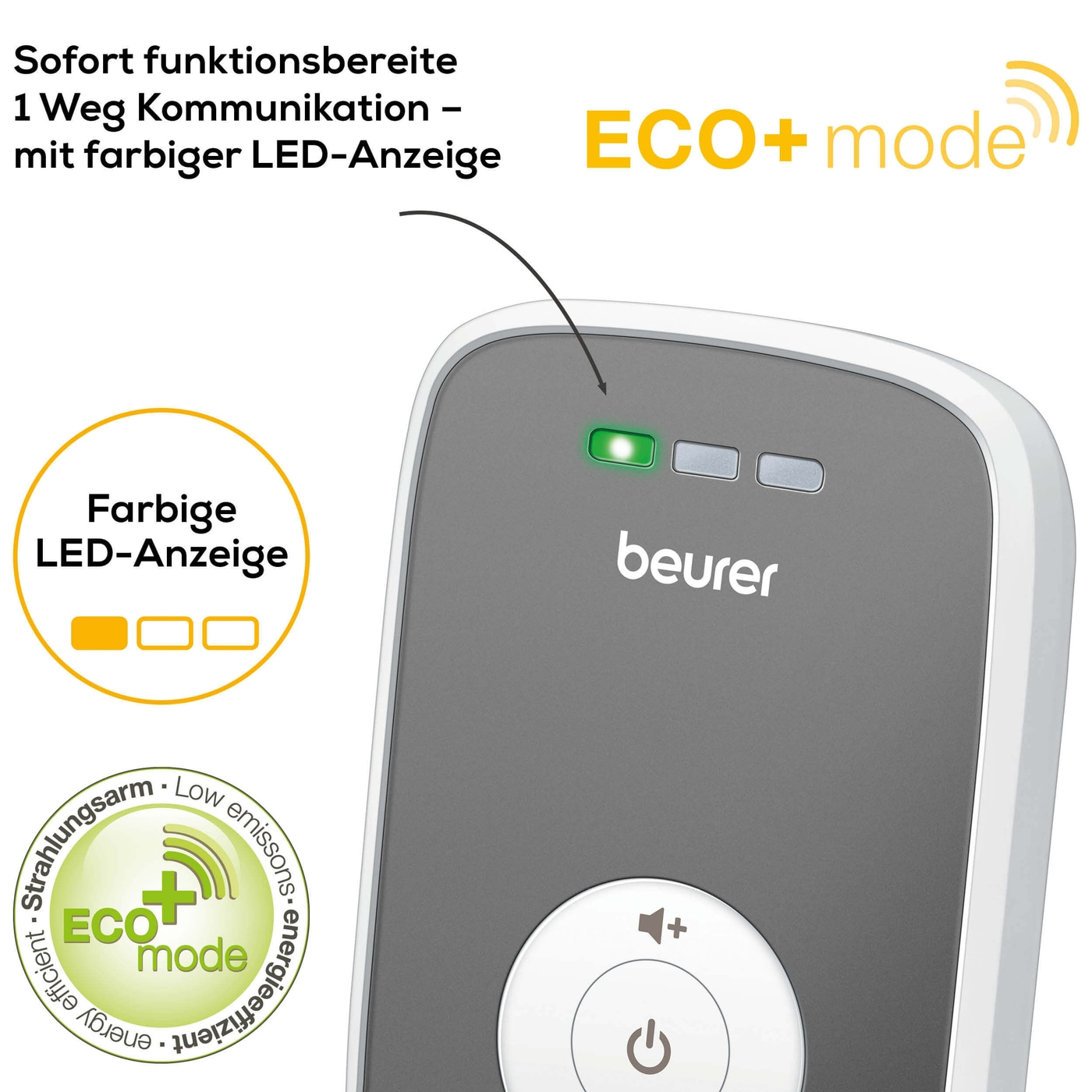 Beurer Babyphone BY 33-Babyphone mit optischer Geräuschpegelüberwachung & LED-Anzeige