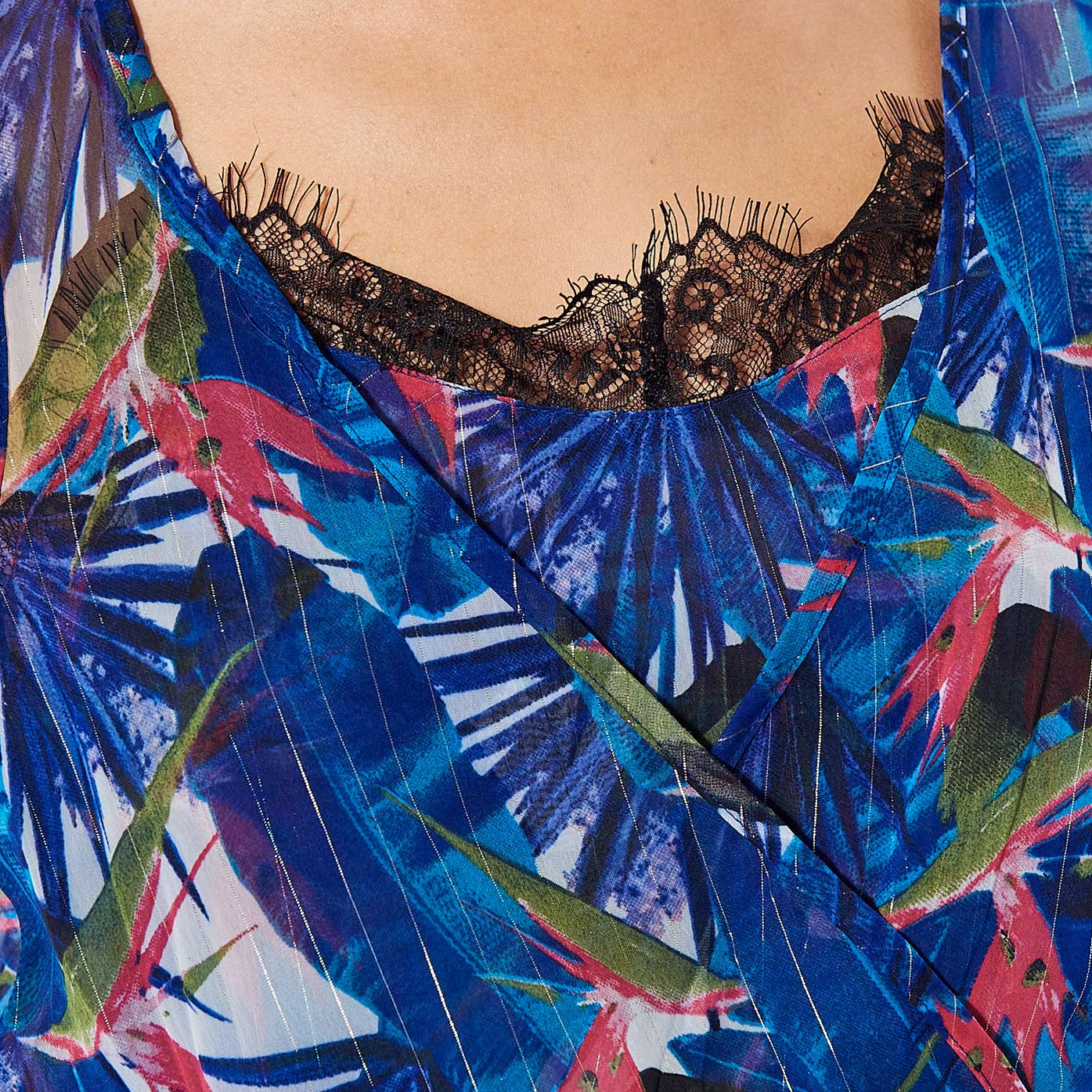 BAILE  Robe longue fleurie bleue Femme en 100% polyester recyclé