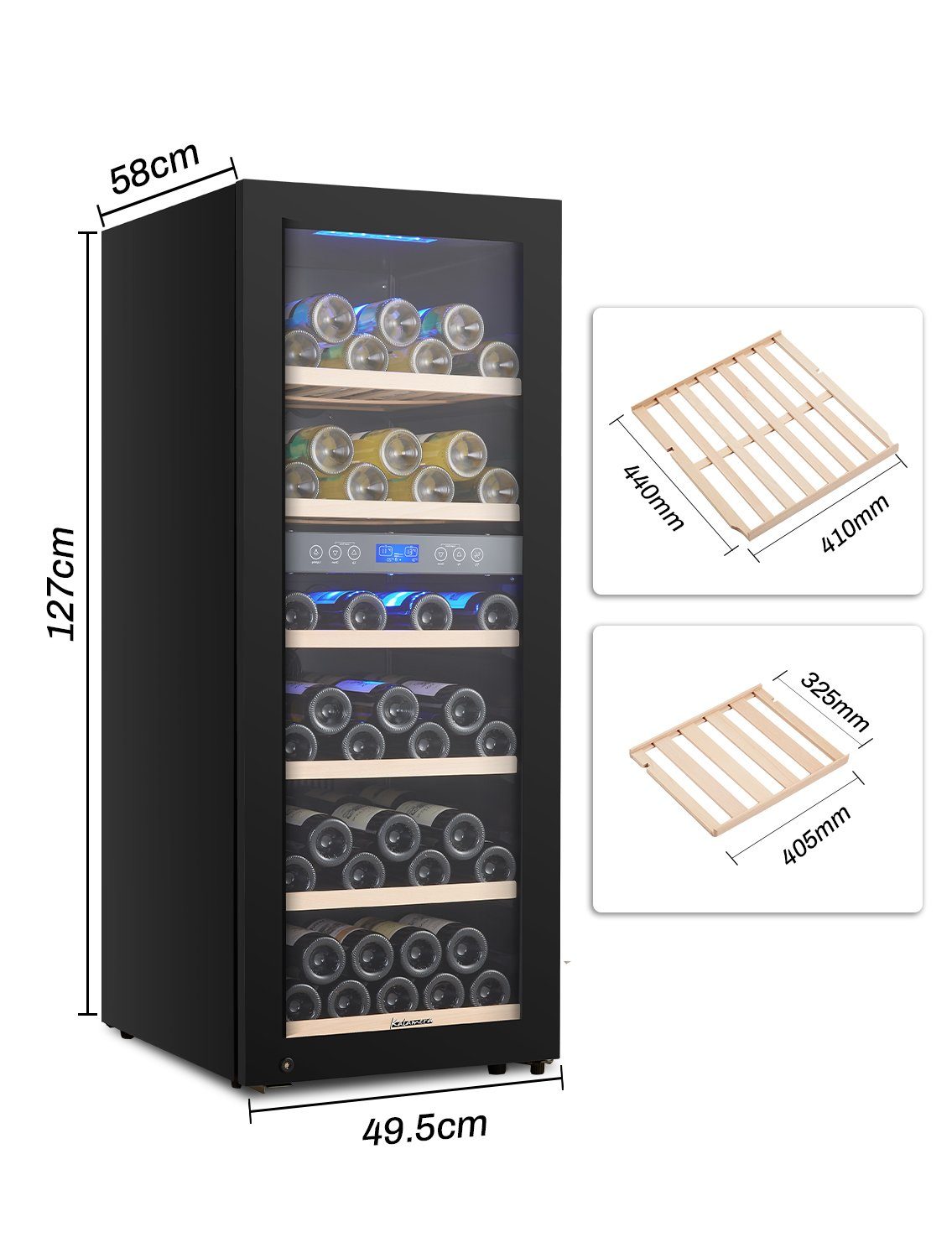kalamera Weinkühlschrank KRC-200BFG, für 73 Standardflaschen á 0,75l,2 Zonen