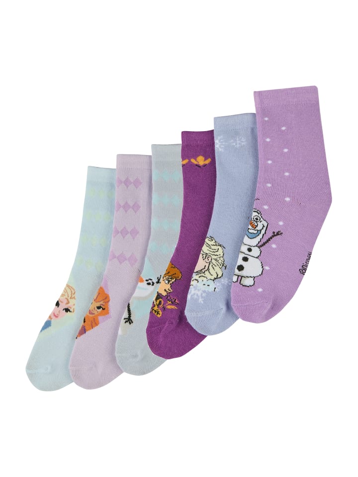 ONOMATO! 6er-Set: Socken Frozen - Die Eiskönigin Anna und Elsa in Mehrfarbig günstig kaufen 27-30