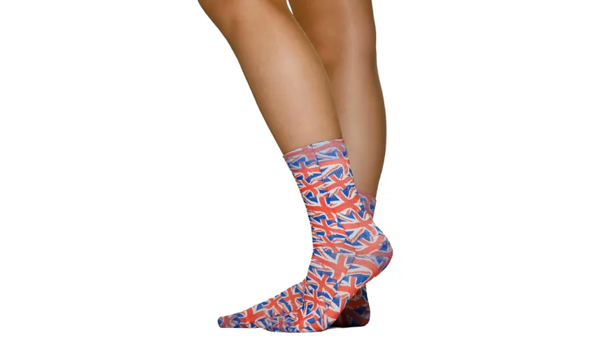 wigglesteps Damen Sneaker Socken ENGLAND FLAG Blue