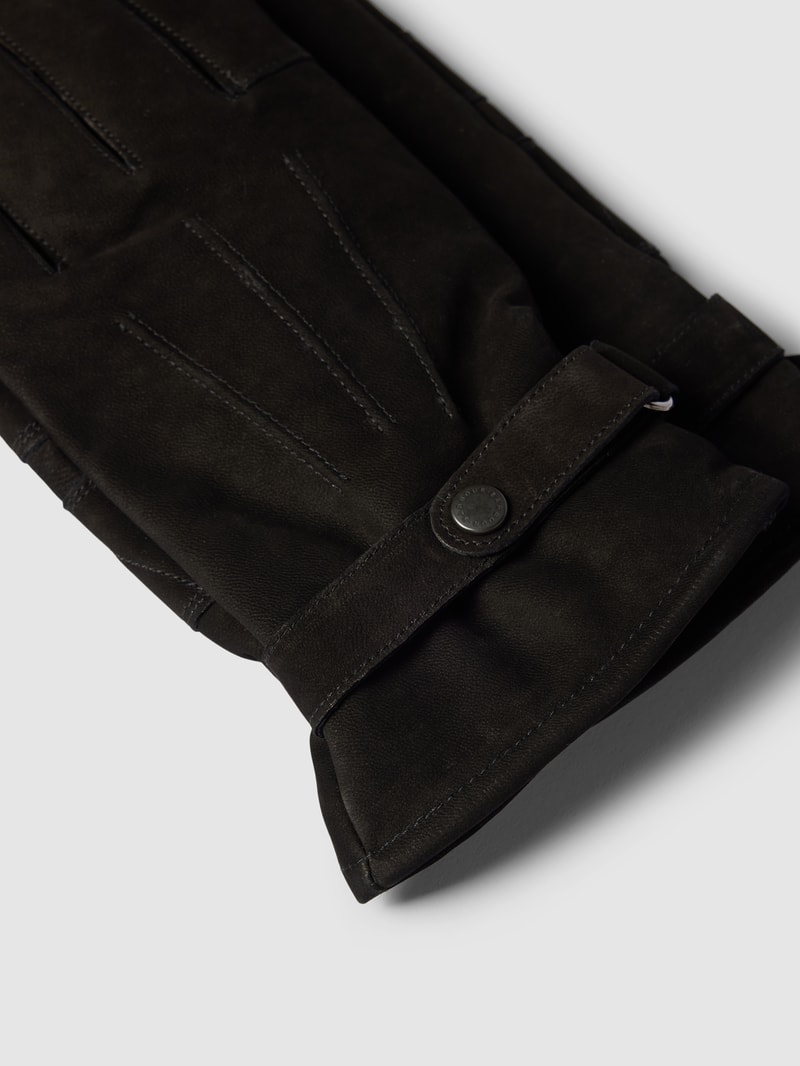 Lederhandschuhe mit verstellbarem Riegel Modell 'THIN' in schwarz